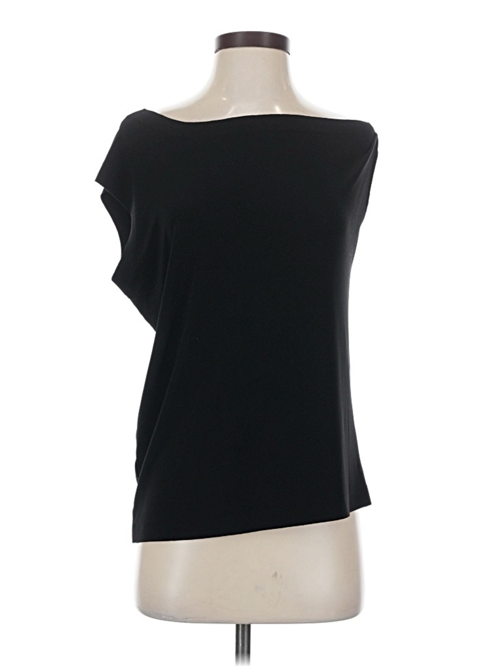 Norma Kamali Black One-Shoulder Drape Tank Top